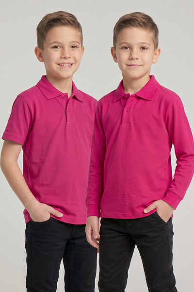 nacar çarşı Children's Fuchsia 2-Piece Polo Collar Short Sleeve and Long Slee...