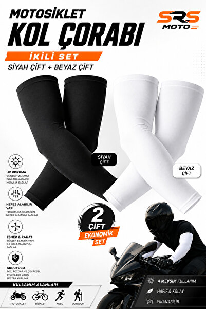 SRSMOTO Motosiklet Kol Çorabı Seti - UV Korumalı Nefes Alabilir Likralı Motor...