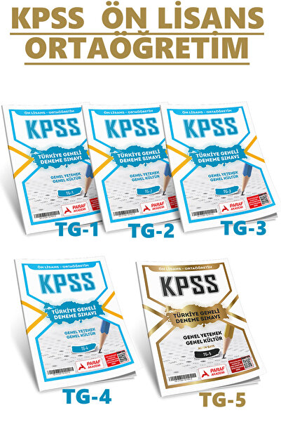 Paraf Akademi Türkiye Geneli KPSS Ön Lisans-Ortaöğretim Deneme Sınavı Seti (1. 2. 3. 4. ve 5. Sayı)
