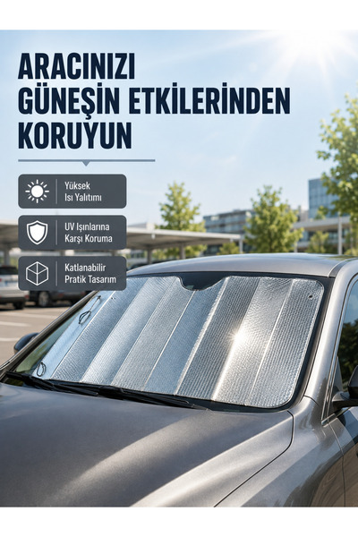 Marsilyan Car Sunshade Aluminum Reflective Surface Effective Heat Protection ...
