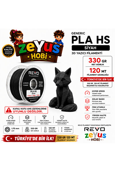 ZEYUS HOBİ GENERIC PLA HS 330 GR – 120 MT – 1.75 MM SİYAH