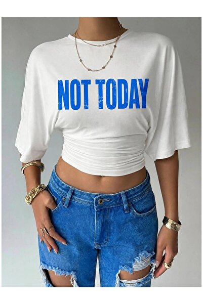 PERISENSE Women's Lycra Bat Sleeve Crop T-Shirt, Fitted at the Waist, Stretch...