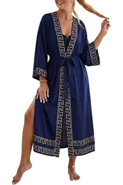 GENERAL Women Roomy Nightgown Long Loungewear Kimono Cardigan Beach Dress Bik...