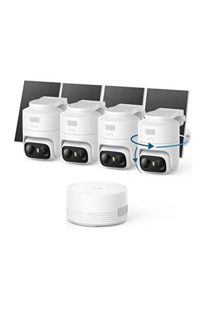 eufy C37 Κιτ Ασφαλείας, HomeBase Mini + 4x 2K Ηλιακές Κάμερες Pan & Tilt