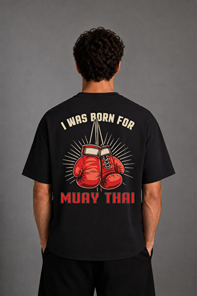 VSRN Tricou oversize negru cu imprimeu pe spate I Was Muay Thai Design