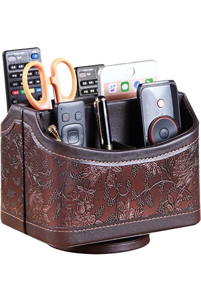PUSU PU Leather 360°Rotatable Remote Control Holder,Nightstand TV Remote Hold...