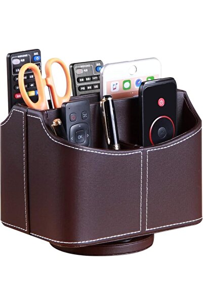 PUSU PU Leather 360°Rotatable Remote Control Holder,Nightstand TV Remote Hold...