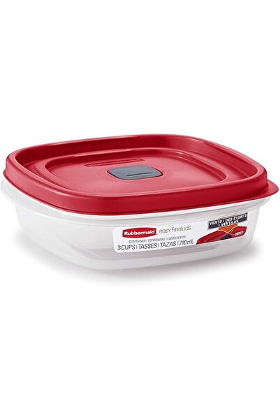 RUBBERMAID حاوية تخزين الطعام مع غطاء سهل الاستخدام، لون أحمر سباقي، سعة 3 أكواب