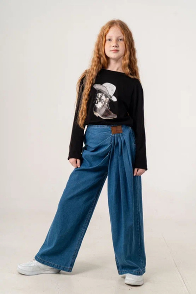 GİYİCEM TEKSTİL Girl's Pleated Love City Style Jeans 2237