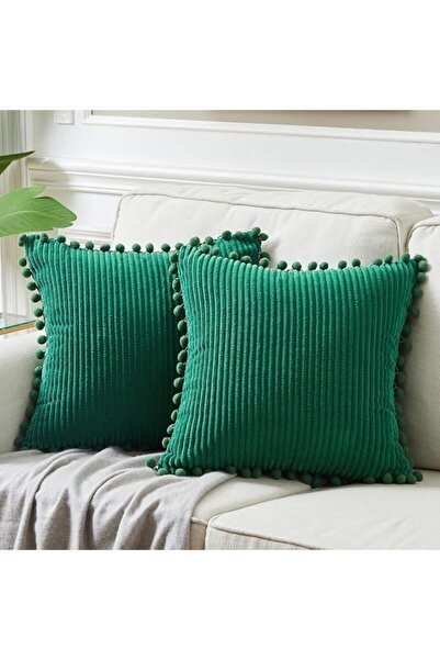 Fancy Homi Pack of 2 Boho Decorative Throw Pillow Covers with Pom-poms, Soft ...