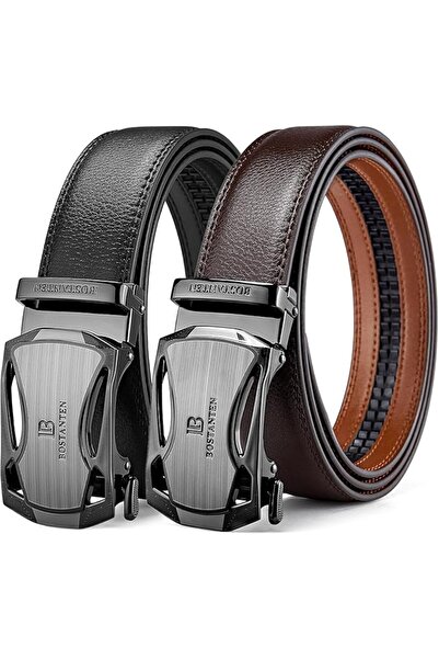 BOSTANTEN Mens Belt Leather 2 Pack Ratchet Belt For Men Dress and Casual with...