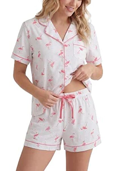 LUBOT 100% Cotton Pajamas for Women PJ Set Button-Down Knitted Soft Long Shor...