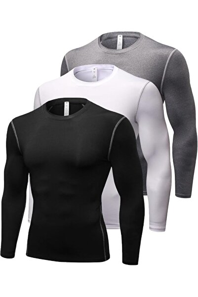 GENERAL Men's Compression Shirts Long Sleeve Athletic Workout Tops Gym Unders...