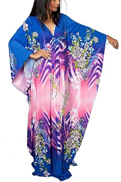 GENERAL Women Bohemian Kaftan Maxi Loungewear Nightgown Kimono Oversized Slee...