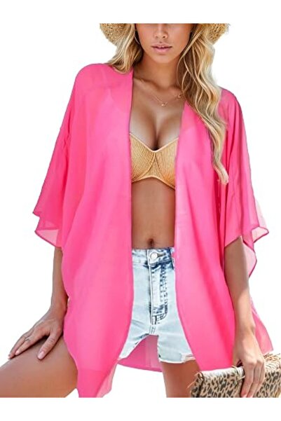 Moss Rose Women's Beach Kimono Coverup Sheer Chiffon Cover Ups, Casual Loose ...