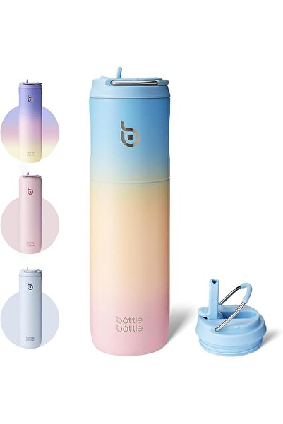 BottleWorld BOTTLE BOTTLE Insulated Water Bottle 24oz with Straw Lid and Hand...
