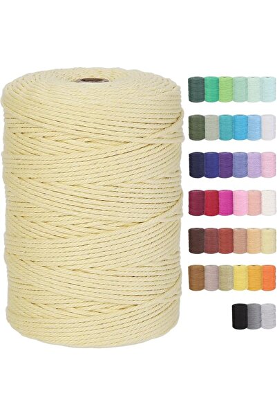 GENERAL Macrame Cord 3mm x 328yards Natural Macrame Cotton Rope Colored Macra...