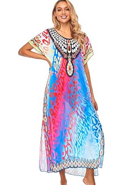 GENERAL Women's Summer Long Beach Dress Kimono Maxi Kaftan Cover ups