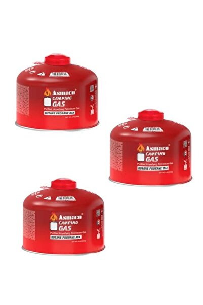 Asmaco 3 Butane Gas Cartridges for Camping Stove, 230 ml Capacity