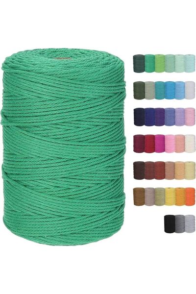 GENERAL Macrame Cord 3mm x 328yards Natural Macrame Cotton Rope Colored Macra...