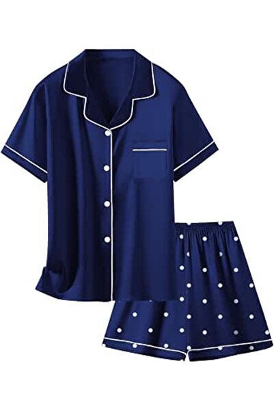 GENERAL Schbbbta Girls Boys Satin Pajamas Set, 2Piece Silk Nightwear Button-D...