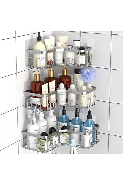 GENERAL Menbyci 3 Pack Corner Shower Caddy, Stainless Steel Corner Shower She...