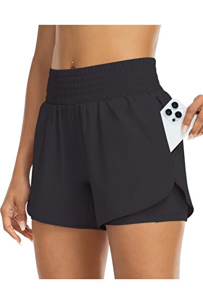 GENERAL YEZII Womens High Waist Running Shorts Athletic Workout Quick Dry Sho...