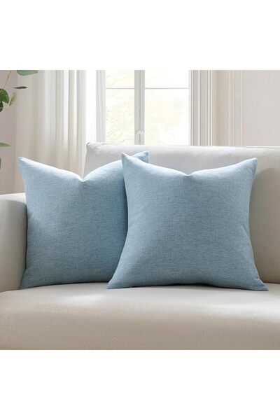 Meekio Set of 2 Dark Sage Pillow Covers 18 x 18 Inch Farmhouse Boho Decorativ...