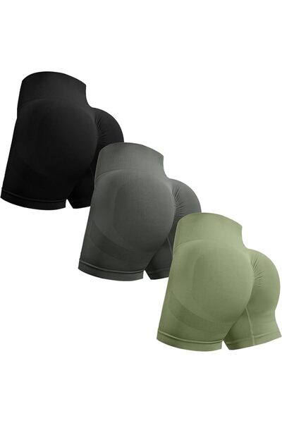 GENERAL OVESPORT 3 Piece Workout Shorts for Women Seamless Scrunch Butt Lifti...