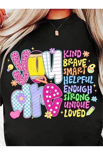 23ERVA Women's Clothing You Are Print Black TShirt, Shirts, White Top, Graphi...