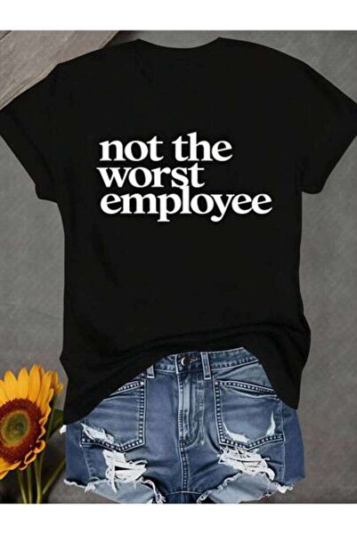 k222 Not The Worst Employee, Women's Humor Text Design, Pure Cotton T-Shirt, ...