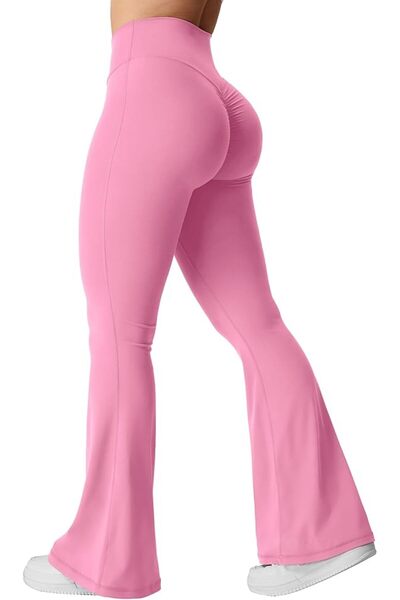 GENERAL YEOREO Kalie Flare Scrunch Leggings for Women V Cross Waist Bell Bott...