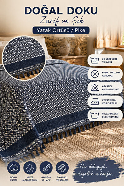 kemal savin Pique, Bedspread, Double Pique, Sofa Cover, Only Pique, Navy Blue...