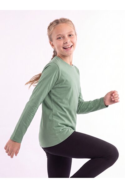 panios kids Kız Çocuk Basic Düz Renk Uzun Kollu Sweatshirt