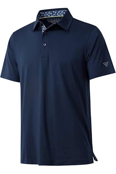 M MAELREG Men's Golf Polo Shirts Short Sleeve Striped Performance Moisture Wi...