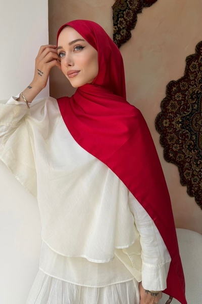 İmajButik Kırmızı Abiye Kristal İpek Şal