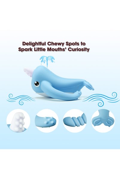 Smily Mia Nora Narwhal Silicone Baby Teether & Bath Toy – 3M+