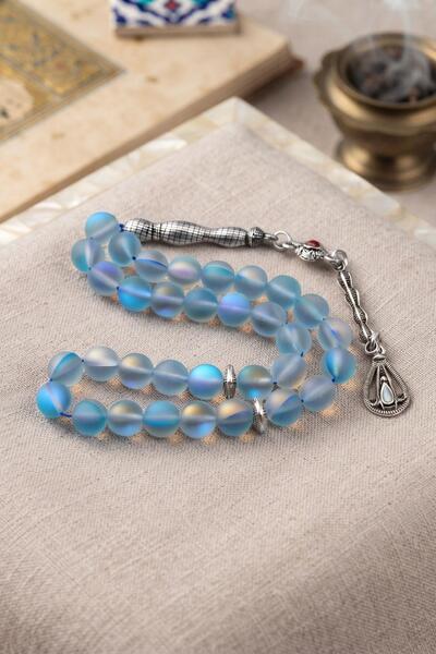 Prestige Thermal Quartz Stone 33 Prayer Beads with Metal Tassel 8mm Sphere Cu...