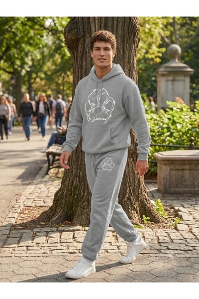 WOODROFFE Set de trening unisex cu glugă supradimensionată și imprimeu cu lab...