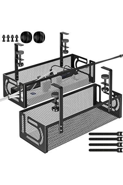 GENERAL Under Desk Cable Management Tray, 15.7'' No Drill Steel Desk Cable Or...
