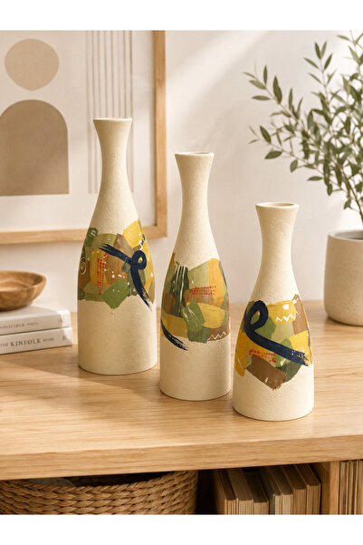 pinaart Decorative Wooden Vase Flower Pot Set of 3 Sizes 20cm 18cm 15cm