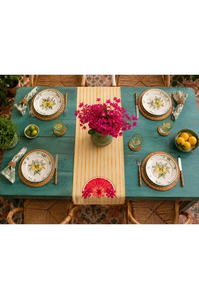 R-EYLA R'Eyla Shaddock Polmera 5 Piece Decorative Set – 4 Pieces 45X45 Cushion Covers + 50X150 Runner