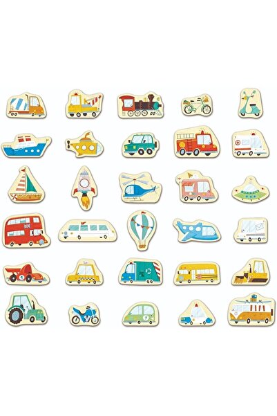 hapeed Hape Magnetic Vehicles Set | 30-Piece Classic Vehicle Magnet Puzzle fo...