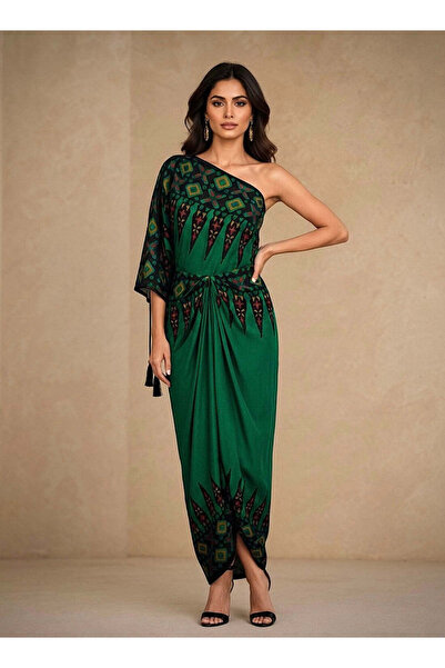 ECSTACY COUTURE Ankara green pleat