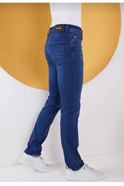 Lina Jean Pantaloni din denim pentru bărbați, cu croială dreaptă, blugi din denim