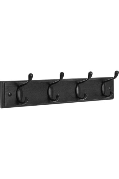 SONGMICS Wall-Mounted Coat Rack, Hook Rack, 5 Dual Metal Hooks, for Coats, Ba...