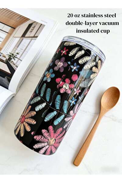 Generic 20 oz stainless steel double-layer vacuum insulated cup, stylish prin...