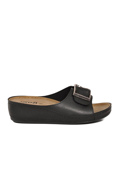 AYAKMOD Black Adjustable Strap Thick Comfortable Sole Women's Slippers 09-071 Z