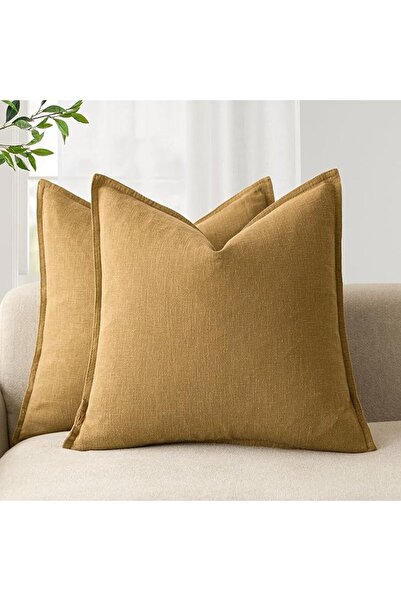 Foindtower Pack of 2, Decorative Linen Soild Throw Pillow Covers Soft Accent ...