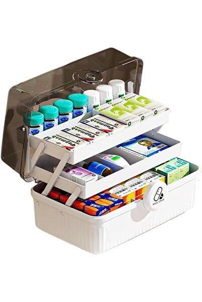 Yelajoy Medicine Storage Box : 3 Layers Fold Plastic Storage Box with Transpa...